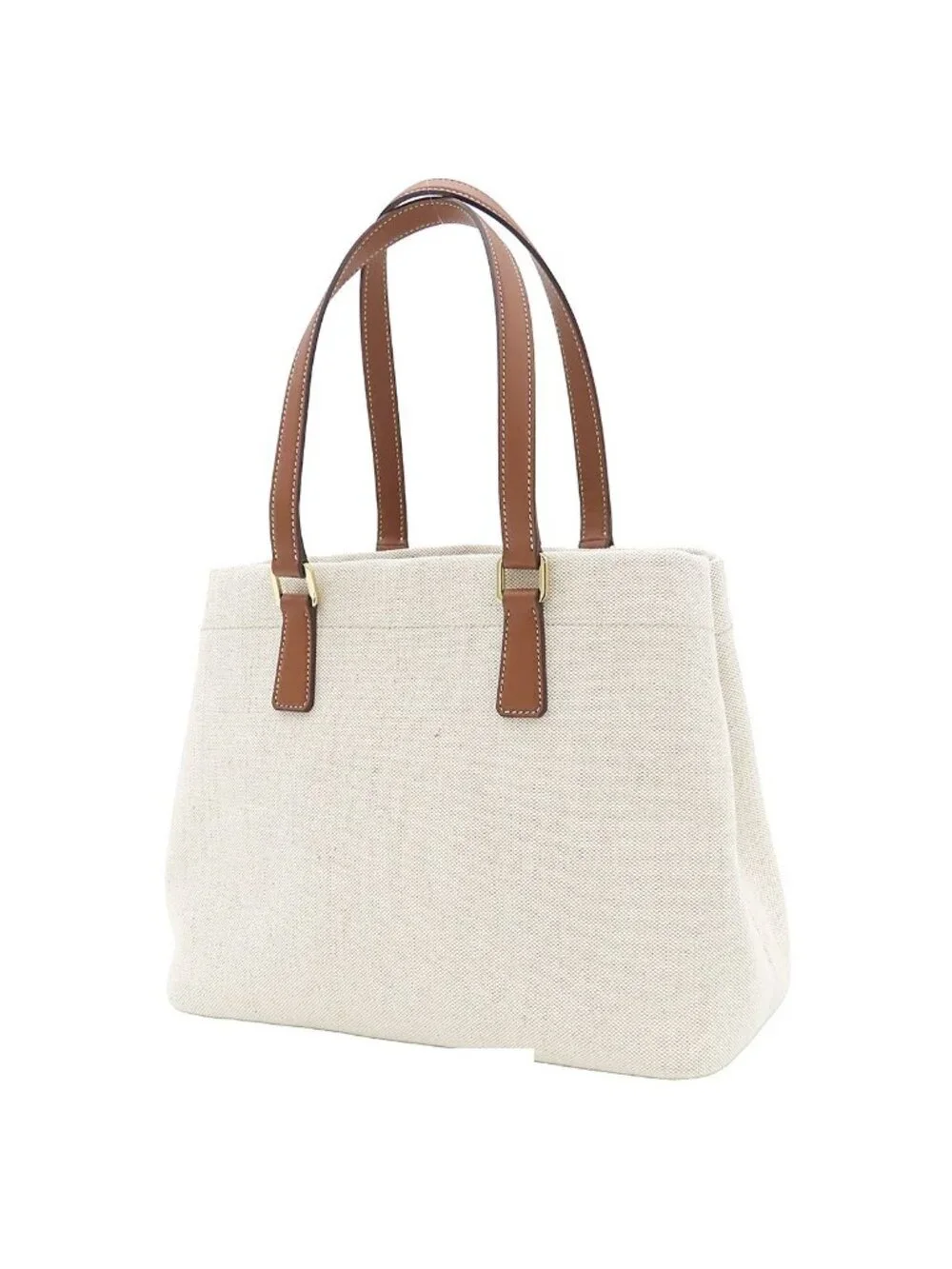 Prada Tote Off White Canvas Leather